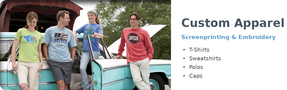 Custom printed and embroidered apparel